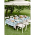 thumbnail image 3 of Outdoor Tablecloth with Umbrella Hole and Zipper, Easter Rectangle Table Cloth 52x70 Inch Waterproof Tablecloth, Spring Gnomes Bunny Eggs Flowers Blue Checkered Picnic Table Cover for Patio Camping, 3 of 7
