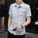 thumbnail image 3 of Camisa y blusa de manga corta para hombre, diseño a rayas, estilo vintage, de alta calidad, con botones, estilo moderno, ajustado, estética, para verano, 3 of 5