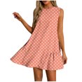 thumbnail image 2 of YueHuiYing Women's Summer Casual Fashion Free-Size Printed Dress Side-Pleated Round Neck Sleeveless Dress, 2 of 7