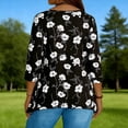 thumbnail image 5 of Fesfesfes Women's Plus Size Tops Trendy Color Blocked Three-Quarter Sleeves Classic Round Neck T-shirt Loose Comfy Easy Pairing with Jeans, 5 of 8