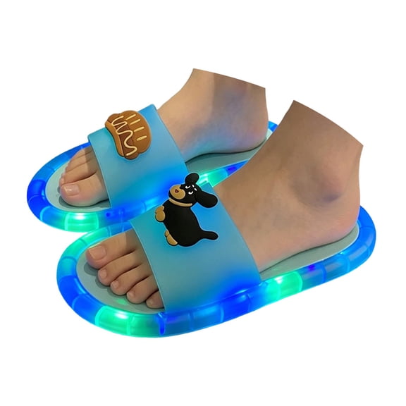 Light Up Slippers For Kids Cute Dog Design Indoor Outdoor Footwear Boys Girls Comfortable Casual Slippers 4-10 Years