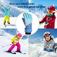 thumbnail image 4 of Likimi Toddler Kids Boys Girls Gloves Color Block Thick Thermal Waterproof Gloves Fall Winter Ski Gloves Size 3-5 Years Blue, 4 of 7