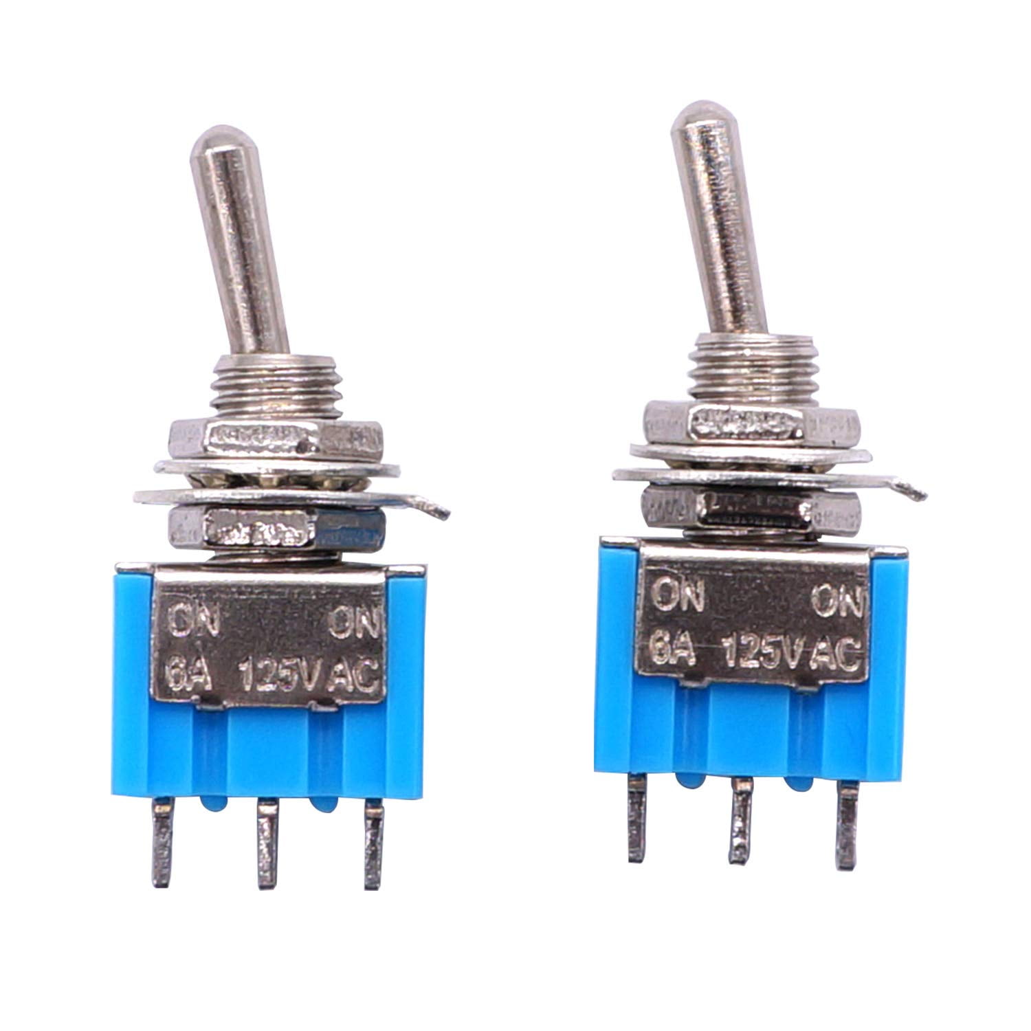 10Pcs SPDT Mini Toggle Switch 3Pin 2 Position ON/ON Miniature Toggle Switch 6A 125V AC Toggle