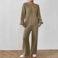 thumbnail image 2 of AINIYS 2 Piece Outfits for Women Sweater Sets Knit V Neck Loungewear Pullover Sweaters Pants Sets Casual Fall Set Khaki S, 2 of 9