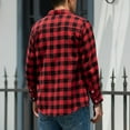 thumbnail image 5 of Men's Flannel Casual Plaid Shirts Long Sleeve Button up Lightweight Blouse Fall Comfy Work Jacket with Pockets New Light Weight Jackets Mens Casual Red 3XL, 5 of 9