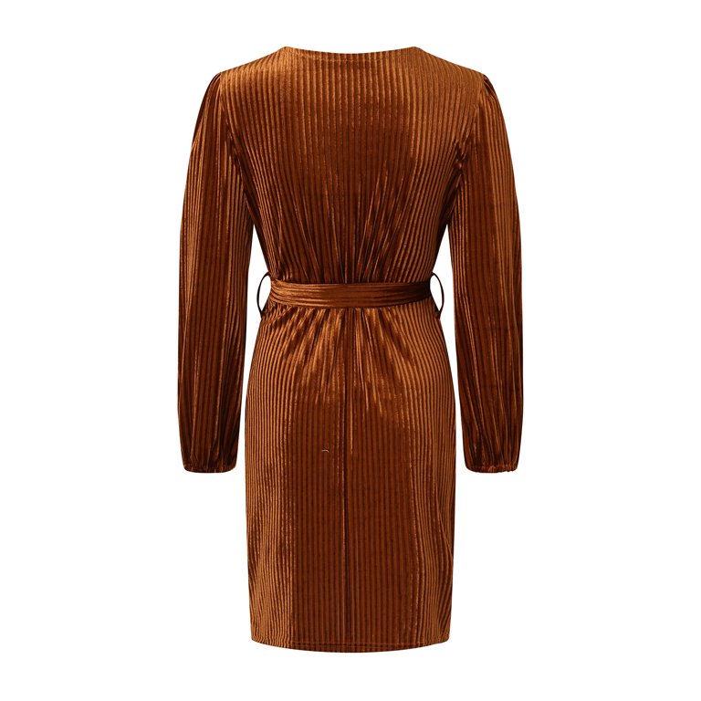 Aayomet Plus Size Formal Dresses For Women Womens Satin V Neck Ruffle Short  Sleeve Tie Front High Waist Midi A-Line Maxi Dresses,Brown S - Walmart.com