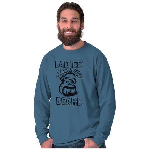 Ladies Love Beards Funny Popeye Bluto Men's Long Sleeve Tee T Shirt Brisco Brands S