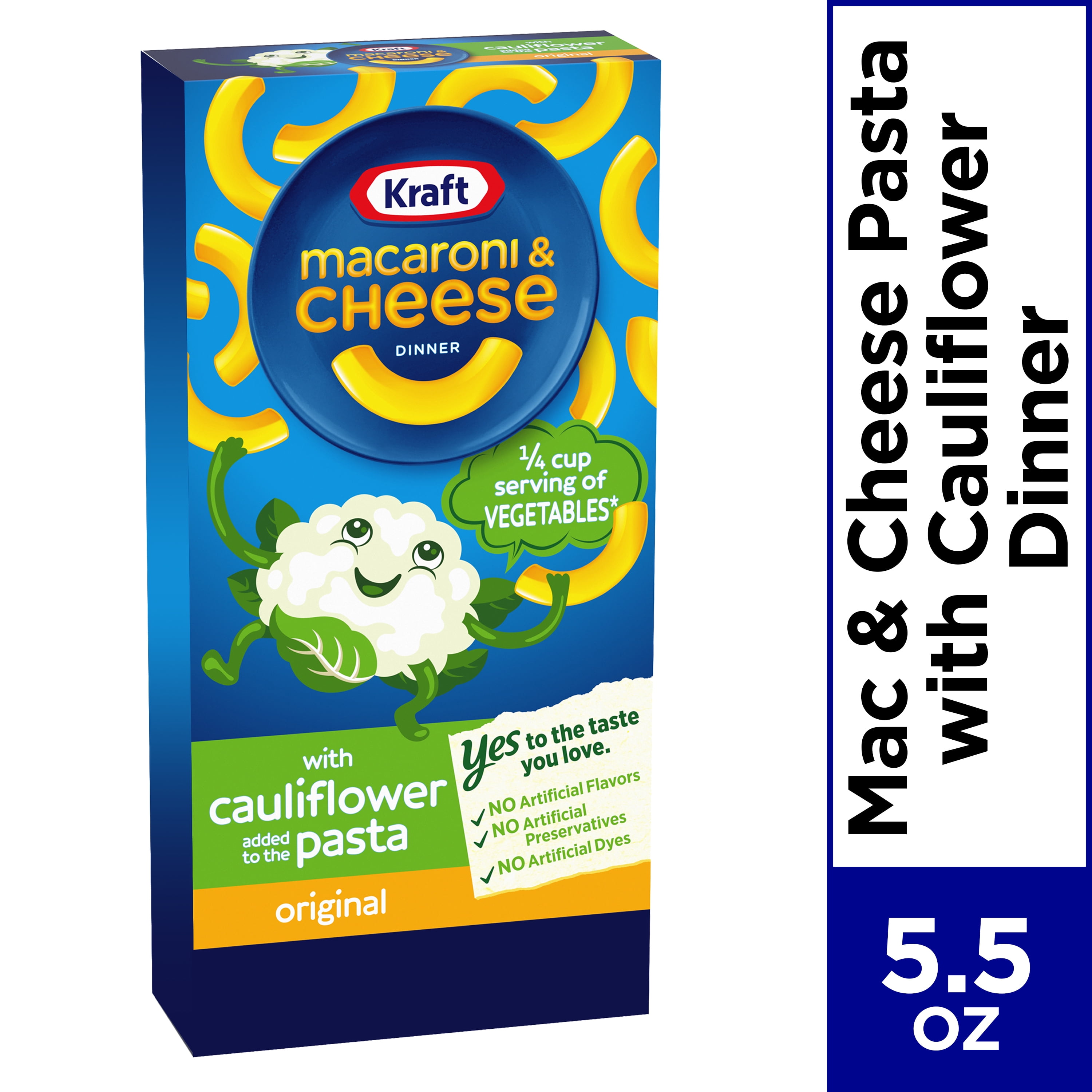 Kraft Macaroni and Cheese with Cauliflower Pasta, 5.5 oz Box