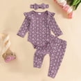 thumbnail image 2 of CAUYDY Infant Girls Bodysuit Set Newborn Girl Long Sleeved Romper Preemie Fall Winter Clothes Baby Outfit 3 6 9 Months 1T 2T Sizes 0-3 Months,Purple, 2 of 4