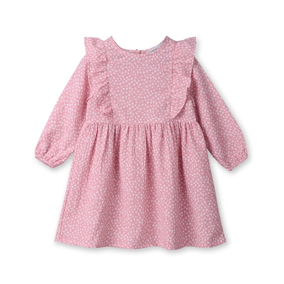 Vestido Beebay con estampado abstracto y volantes, rosa claro, 6 años