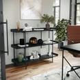 thumbnail image 6 of Martha Stewart Emmett 3 Shelf 35"H Storage Display Unit Bookcase with Oil Rubbed Bronze Metal Frame in Black Wood Grain Finish, 6 of 14