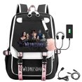 thumbnail image 1 of Mochila de Cosplay Wednesday Addams con carga Usb para ordenador portátil, mochilas escolares grandes, mochila para hombres y mujeres, mochilas de viaje, mochilas de ocio para hombres, 1 of 2