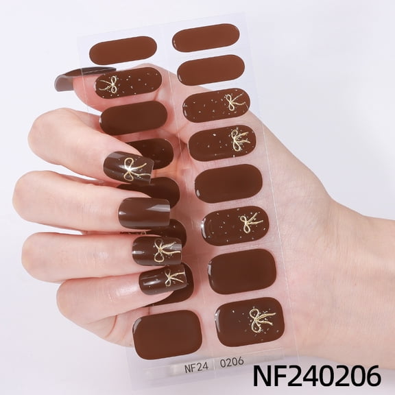 Gel nail stickers waterproof ice transparent bow love Valentine's Day French UV semi-cured nail stickers