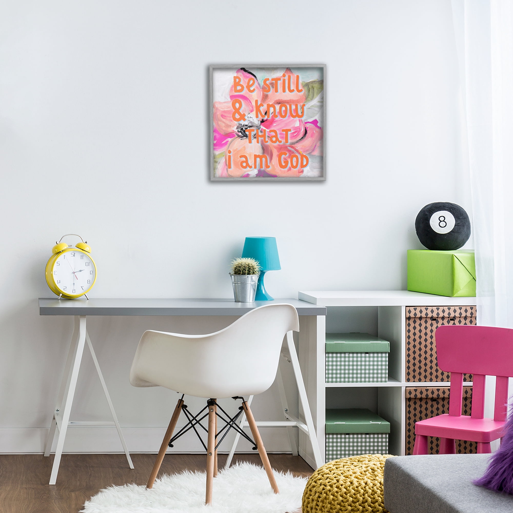 Stupell Industries Bright Be Still Scripture Gray Framed Giclee Art, design by Lanie Loreth