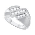 thumbnail image 1 of 10kt White Gold Mens Round Channel-set Diamond Triple Row Band Ring 1/2 Cttw, 1 of 1