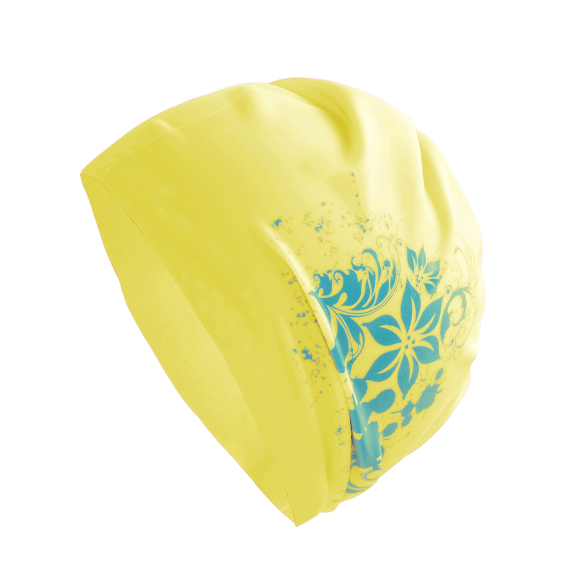 Unique Bargains Floral Pattern Swim Cap 1Pc Yellow