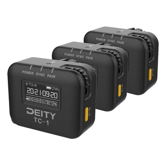 Deity TC-1 Wireless Timecode Box Generator with Locking 3.5mm Timecode Port, Bluetooth 5.0 Connectivity, and Sidus Audio App Support (Black, 3-Pack)