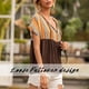 thumbnail image 3 of Camiseta de mujer Étnico Manga corta Hueco con cordones Verano Casual Top, Marrón, XL Speravity  AP001227-16, 3 of 7