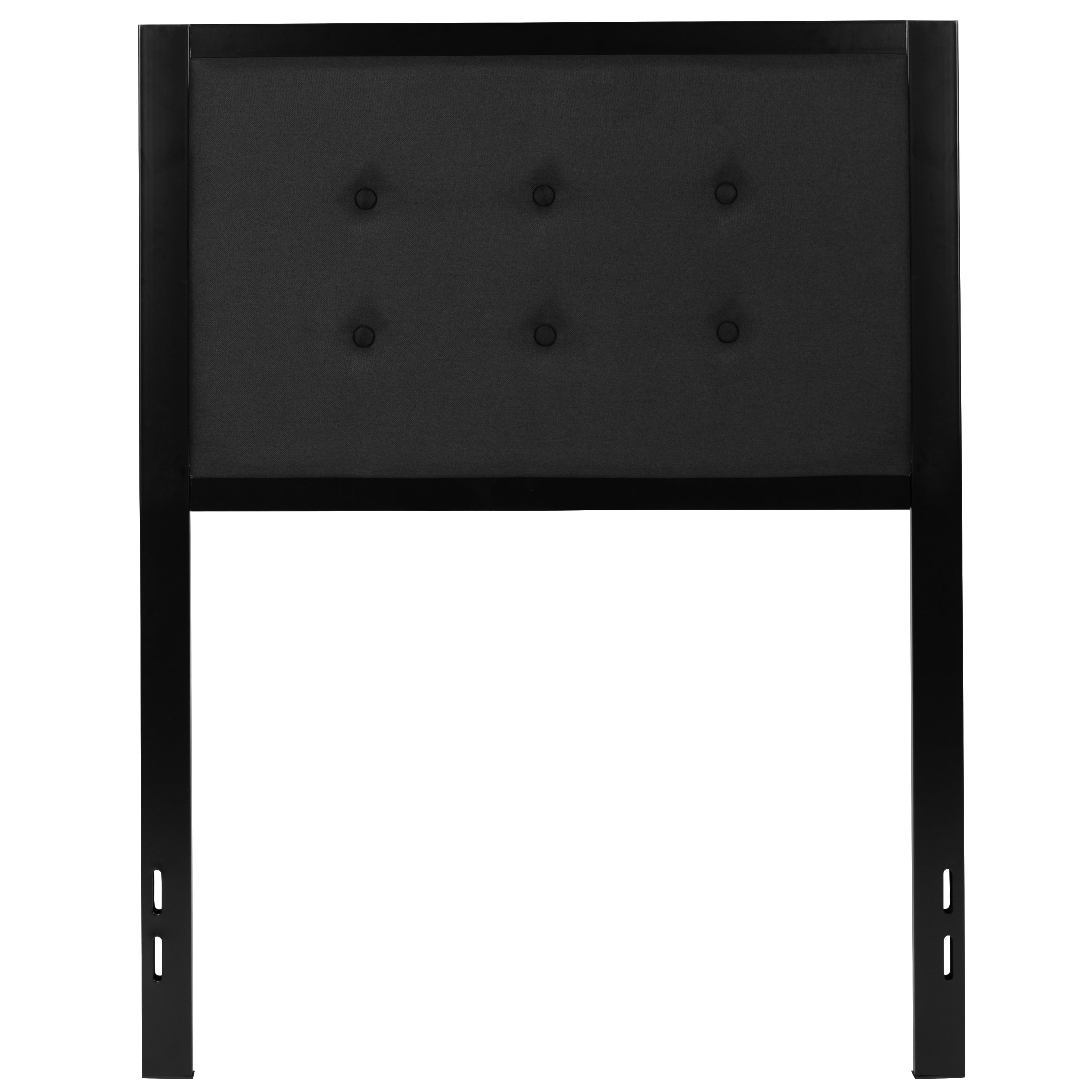 Emma + Oliver Twin Size Upholstered Metal Panel Headboard in Tufted Black Fabric