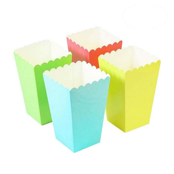 KAKOWELY 8 cajas para palomitas de maíz, cajas de cartón, bolsas de papel, cajas a rayas para cine, mesas de postres y recuerdos de boda (color aleatorio)