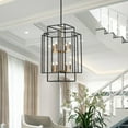 thumbnail image 6 of The Magic Home Industrial 8-Light 2-Tier Lantern Chandelier Black Grey, 6 of 9