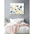 thumbnail image 3 of Canvas Print Wall Art Blue Yellow Floral Butterfly Flower Paddy Vintage Framed Canvas Art Wall Decor Pictures Painting Morden Artwork for Living Room Bedroom, Ready to Hang - 12"x16", 3 of 4
