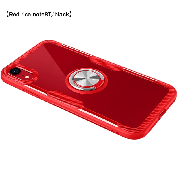 Estuche para teléfono TPU Funda para teléfono Soporte para anillo Soporte para teléfono Protector a prueba de sacudidas, Reemplazo para Redmi Note 8T, Rojo Kearding EL000746-23