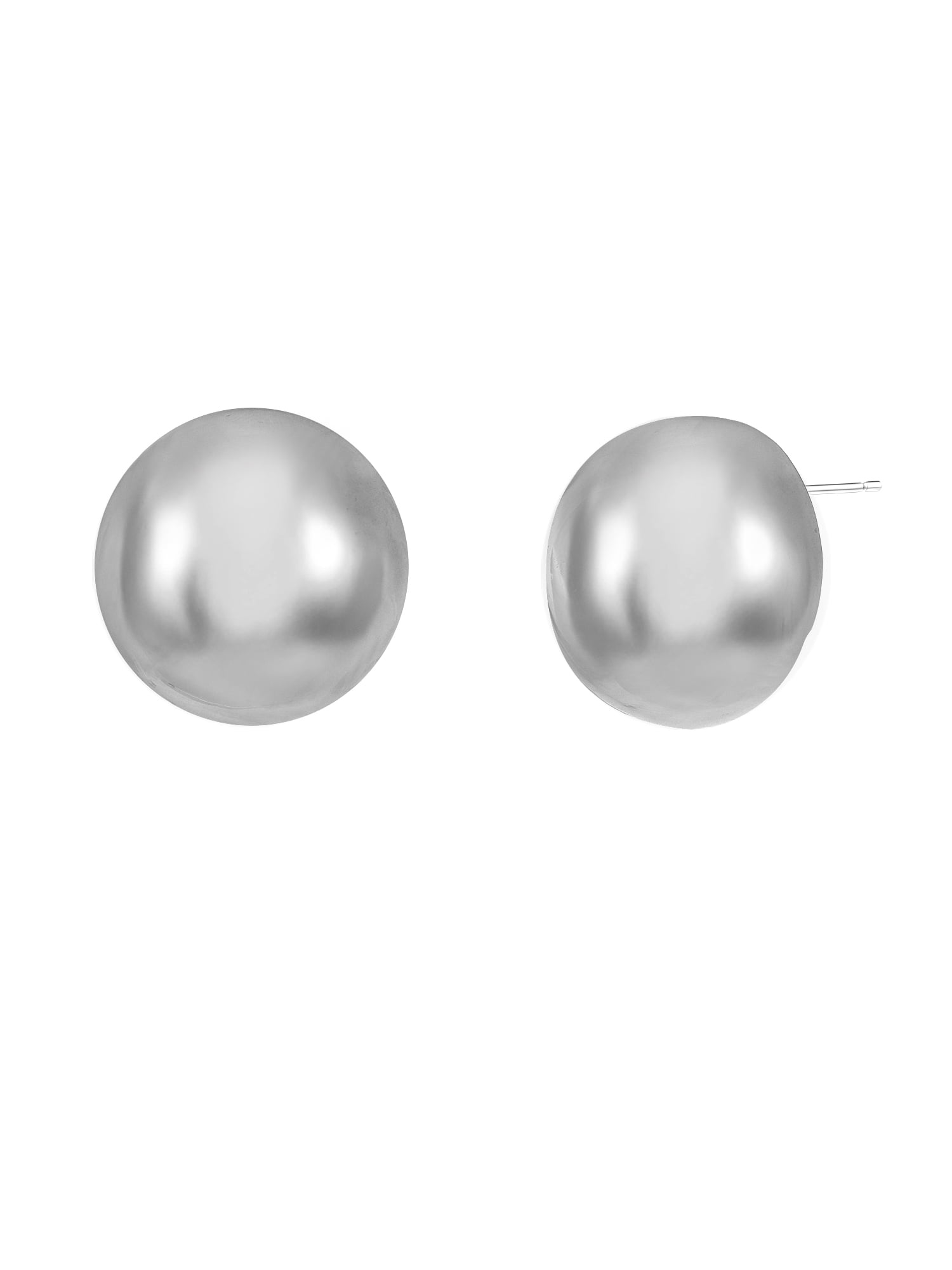 Time and Tru Silvertone Dome Button Stud Earring, 1 Pair
