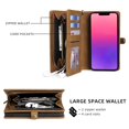 thumbnail image 2 of Allytech Wallet Case Compatible with iPhone 14 Plus (6.7 inch 2022), Magnetic Closure Detachable PU Leather Flip Folio Stand Zipper Purse Hand Strap Case for iPhone 14 Plus 5G, Brown, 2 of 8