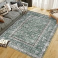 thumbnail image 4 of BouPower 8x10Ft Machine Washable Area Rug, Boho Vintage Distress Floral Rug for Living Room, Low Pile Bedroom Rugs, Thin Lightweight Print Pattern Carpet for Dining Room, 4 of 10