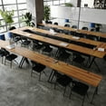 thumbnail image 6 of BizChair Commercial Grade 72" x 24" Heavy-Duty Nesting Flip Training Table with Y-Legs, Modesty Panel, 1" Thick Walnut Tabletop, and Black Steel Frame, 6 of 17
