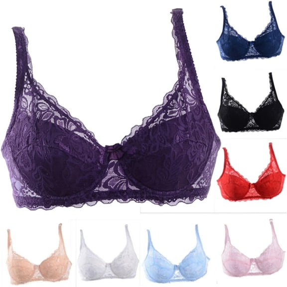 URMAGIC Women Sexy Lace 3/4 Cup Underwire Bra Push Up T-shirt Bralette,32B-40B