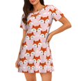 thumbnail image 1 of Easygdp cute fox pink Camisón de manga corta para mujer, informal, estampado, 1 of 6