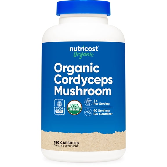 Nutricost Cordyceps Mushroom Capsules 1100mg, 180 Capsules, 90 Serv - Organic Supplement