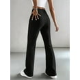 thumbnail image 3 of Wide Leg Pants Women High Waisted Pull on Lounge Elastic Waist Fall Winter Casual Knit Trousers Pants Black S, 3 of 8