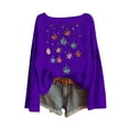 thumbnail image 4 of Oksale Sparkly Christams Sweaters Pullover for Women Trendy Boat Neck Xmas Sweater Soft Comfortable Tunic Tops for Holiday Purple S, 4 of 6