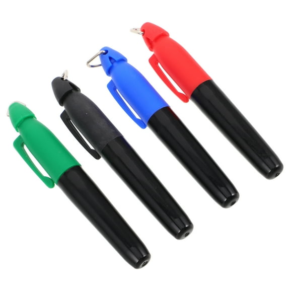 WORGEOUS 4PCS Clip-On Marker Pens Keychain Golf Markers Mini Markers with Clips Triangle Hook Markers with Cap Clip Marker Pens Permanent Markers