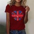 thumbnail image 1 of RT5YKing Mode Femmes Manches Courtes Imprimé Jour de l'Indépendance Col Rond Hauts T-Shirt d'Été Blouse Chemises, 1 of 4