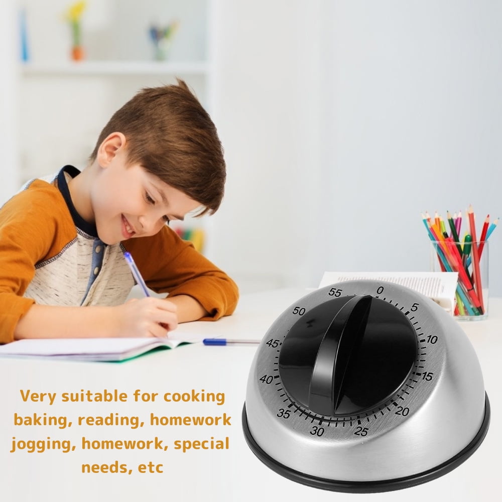 Long Ring Metal Bell Kitchen Cooking Timer 60-Minute Analog Mechanical -  1pc New