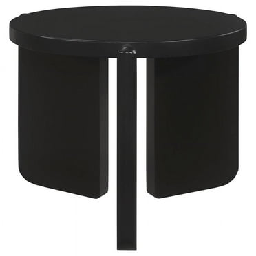 Ganso Round Metal End Table with Tempered Glass Top Black