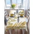 thumbnail image 3 of Brown Green Leaves Rectangle Tablecloth, Summer Botanical Farmhouse Watercolor Leaf Waterproof & StainResistant Tablecloth, Washable Oil-proof Table Cover for Dining/Party/Wedding/Buffet 52x70 In, 3 of 9