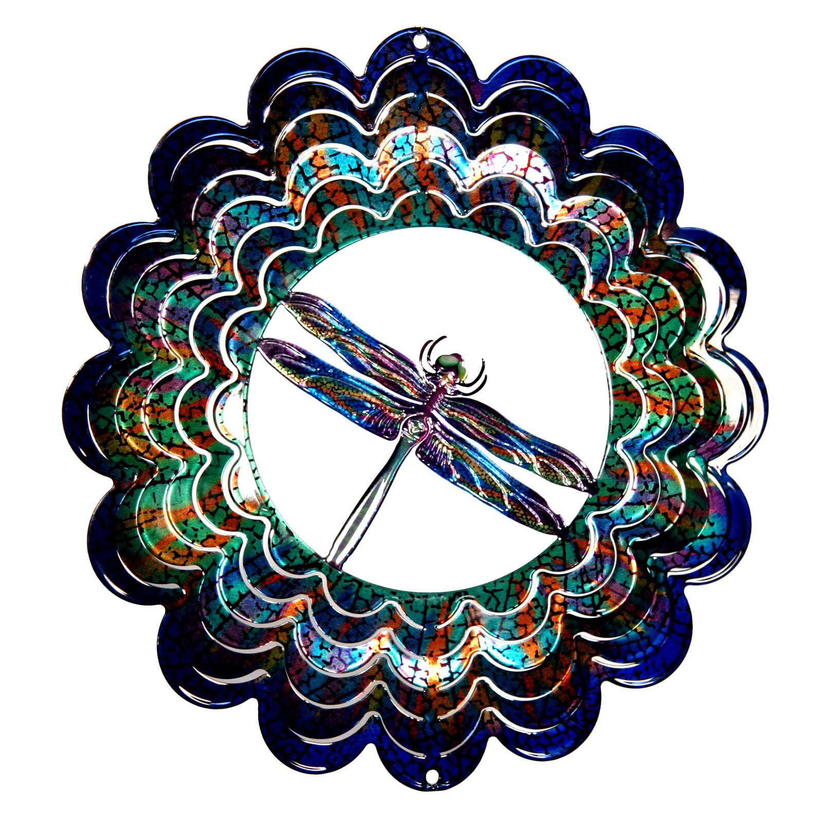 24” PURPLE DRAGONFLY printed spin DUET SPINNER hanging garden décor ITB-4871 