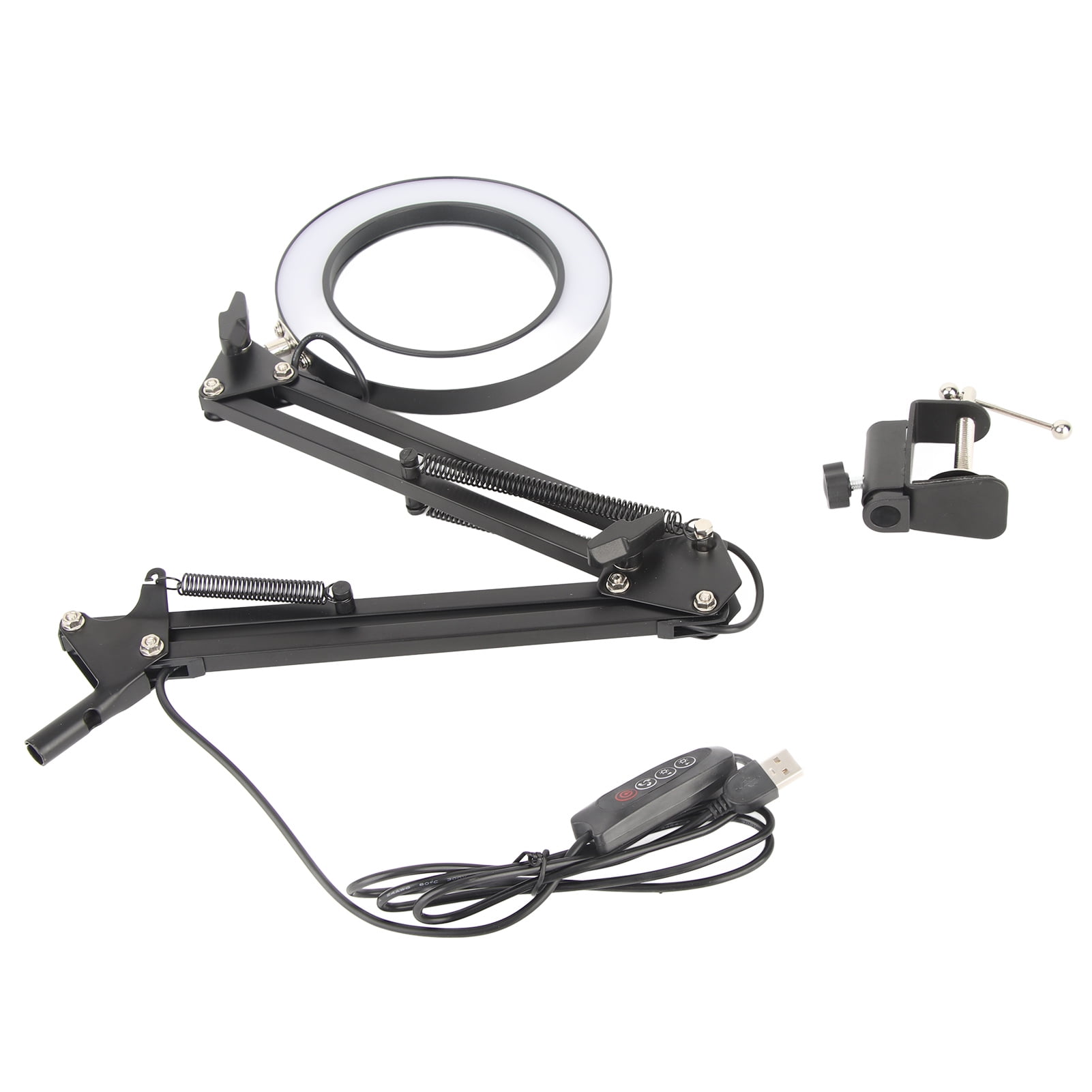 M Buder Magnifying Lamp 10X Magnifier Desk LED Light Adjustable Gooseneck with Clamp for Beauty Makeup Maintenance Black 12.2 inches / 31 cm