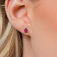 thumbnail image 3 of Gem Stone King 14K White Gold Red Created Ruby Stud Earrings for Women | 2.17 Cttw | Gemstone July Birthstone | Pear Shape 8X5MM, 3 of 6