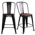 thumbnail image 6 of Gymax 2 PC Metal Wood Counter Stool Kitchen Dining Bar Chairs, 6 of 10