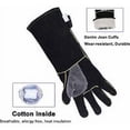 thumbnail image 2 of Guantes de cuero resistentes al calor y al fuego con costuras de Kevlar, guantes de protección térmica para trabajos con metales calientes a temperaturas extremadamente altas (16 pulgadas,, 2 of 5