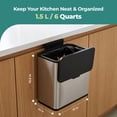 thumbnail image 3 of HOLDN’ STORAGE 6L Compost Bin Kitchen for Countertop, Hang-on Cabinet Door, Small Trash Can with Lid, Odor Control, Stainless Steel, Fingerprint-Resistant, for Bathroom, RV, Office, 3 of 7