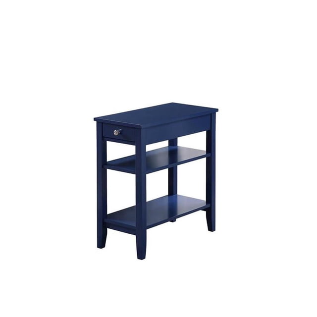 American Heritage Three-Tier End Table With Drawer in Blue Wood Finish