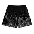 thumbnail image 4 of Ecqkame Men's Swim Shorts Casual Loose Flame Printing Loose Sports Shorts Fashion Elastic Waist Drawstring Beach Shorts Dark Gray XL, 4 of 9