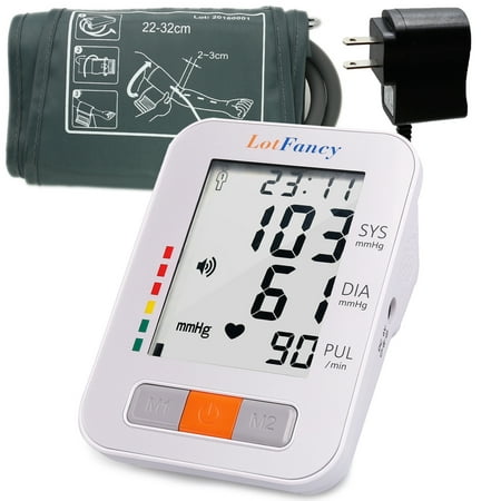 LotFancy Upper Arm Blood Pressure Monitor - Talking Automatic Digital BP Machine, 2 User Mode, Irregular Heartbeat Detector, 4 Inch LCD, FDA